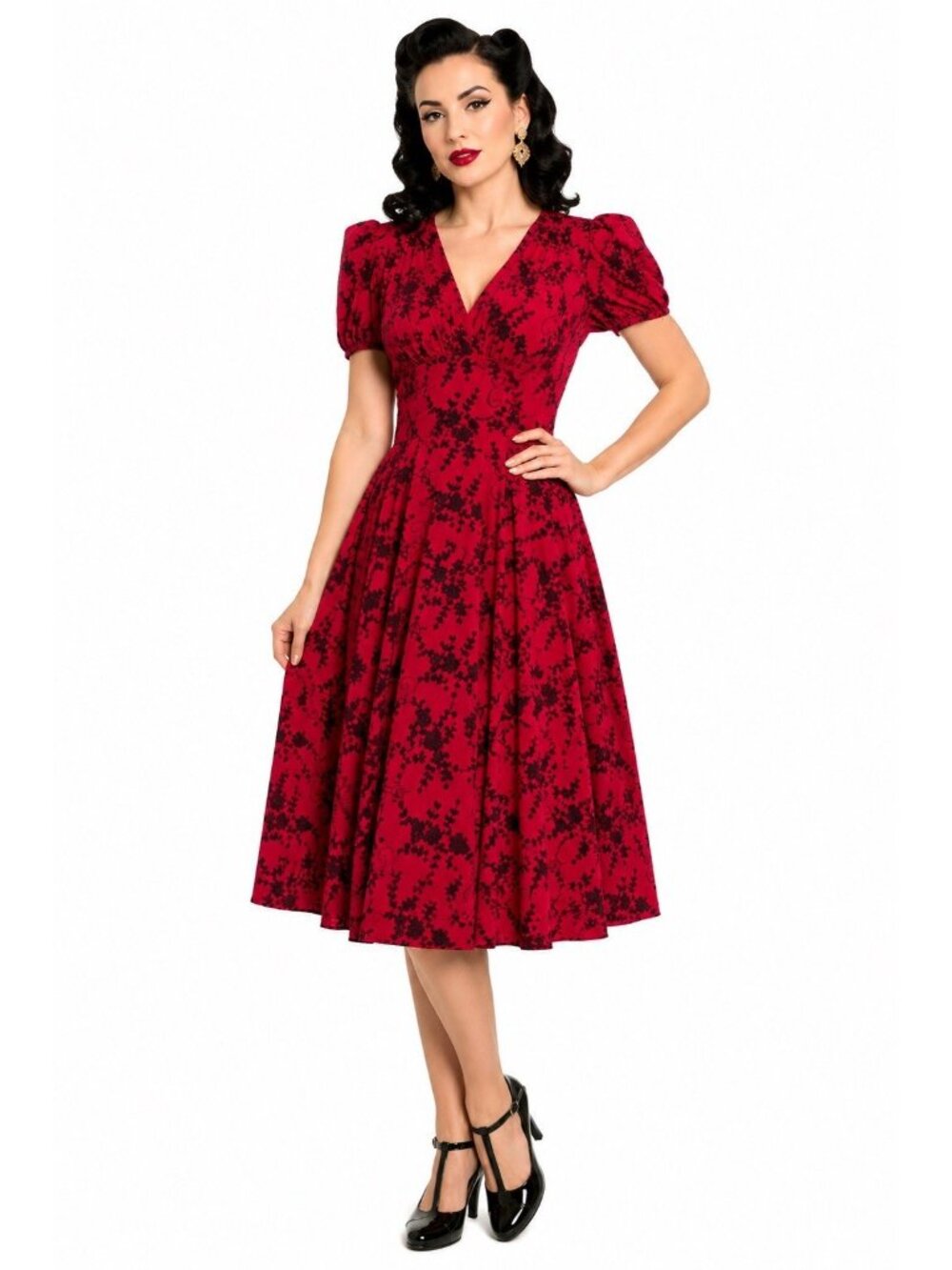 TRASHY DIVA CANDICE GWINN dress SMALL embroidered pinup girl rockabilly floral